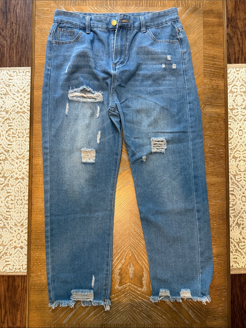 Women's Skinny Distressed Blue Jeans